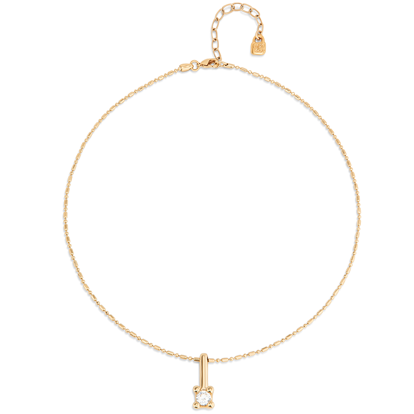 18K Gold Plated Chain Necklace with White Cubic Zirconia