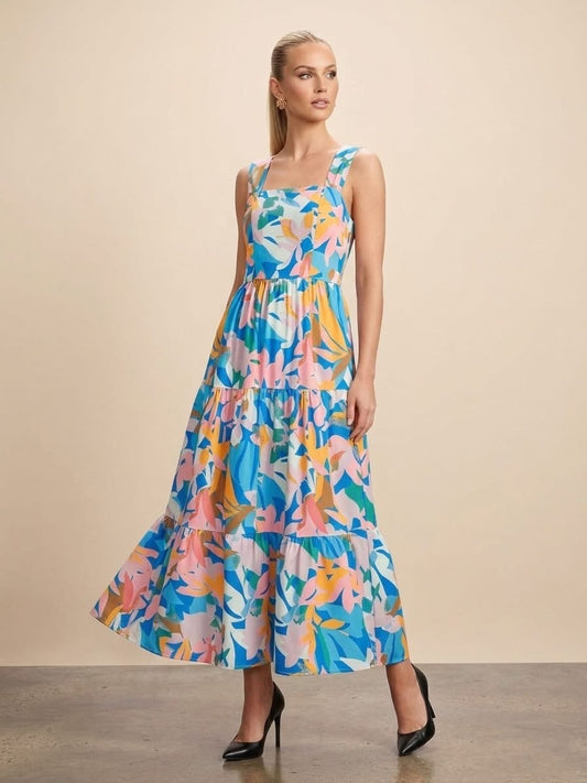 Island Bloom Criss-Cross Maxi Dress
