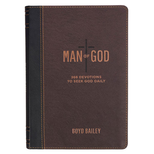 Man of God Two-Tone Brown Faux Leather Daily Devotional