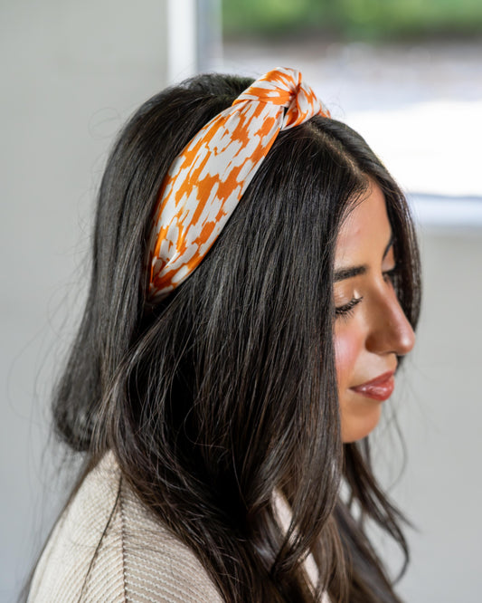 Luna Tailgate Time Orange & White Headband