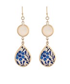 Blue Flower Shell Teardrop Earrings