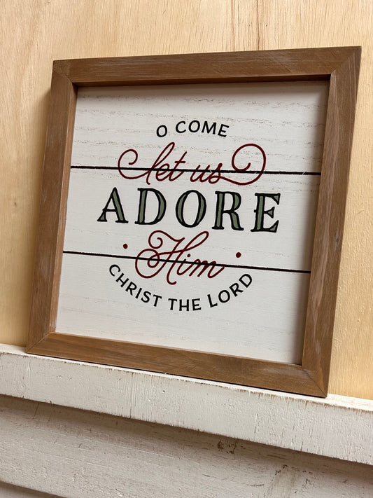 Come Let Us Adore Him Framed Wooden Wall Art