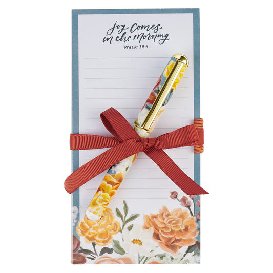 Joy Comes in the Morning Magnetic Notepad and Pen Gift Set - Psalm 30:5