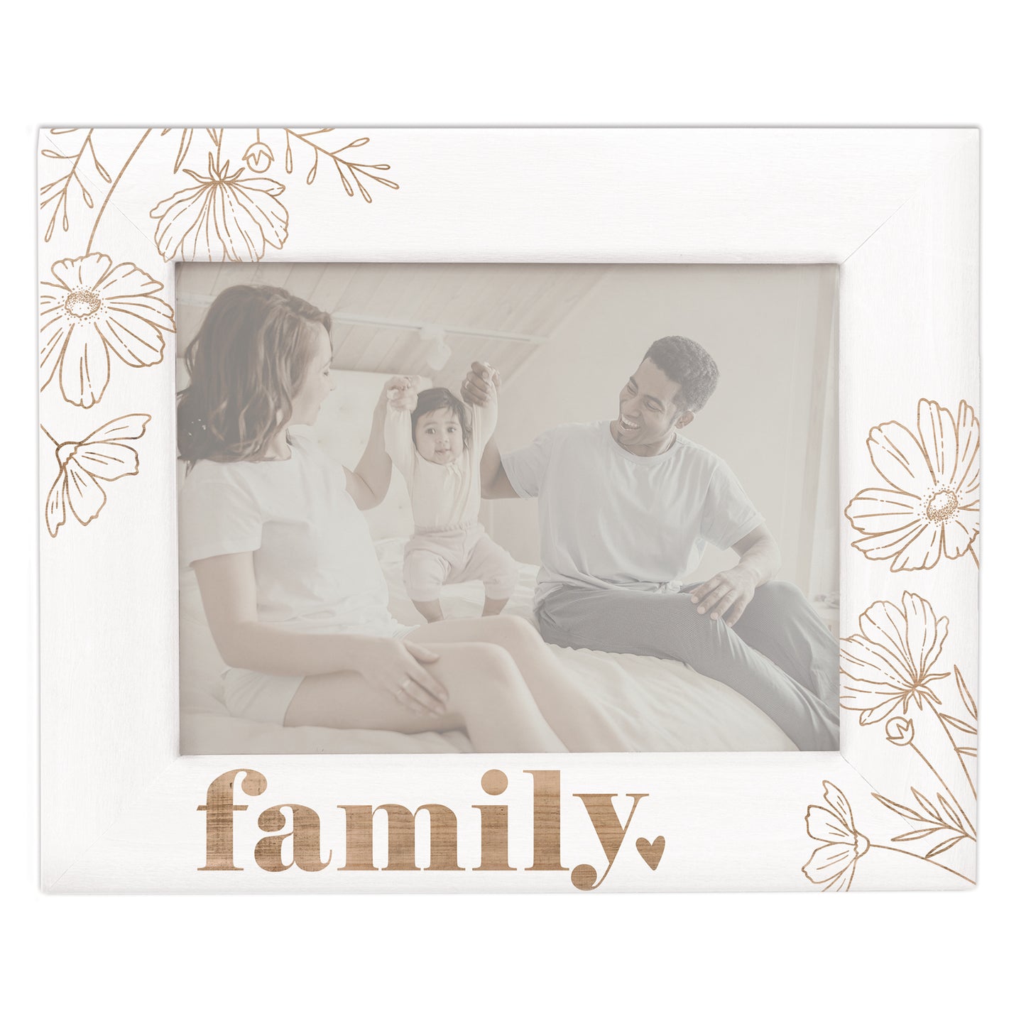 Family Wood Flowers Picture Frame
