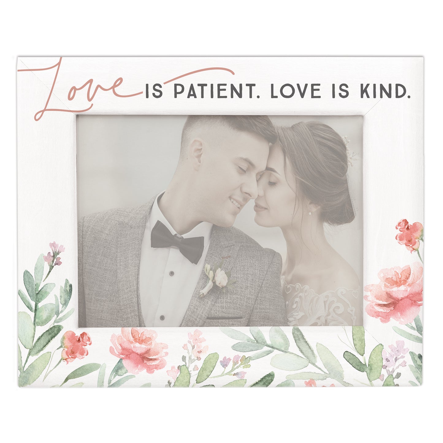 Love Is Patient Wooden & Floral Picture Frame