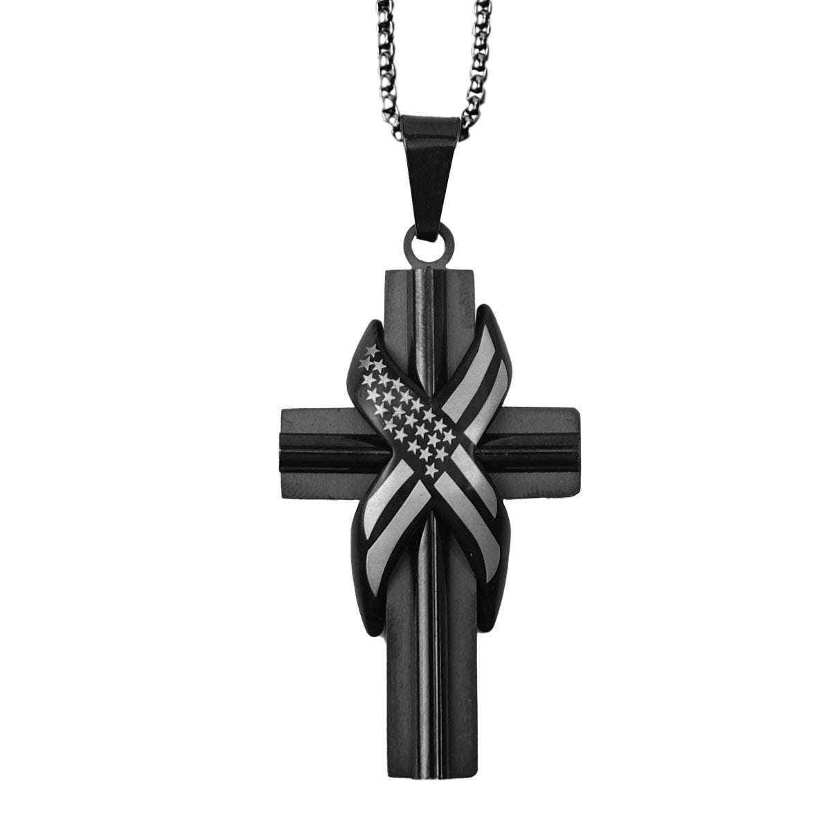 Hold Fast Necklace - Wrapped Flag Cross