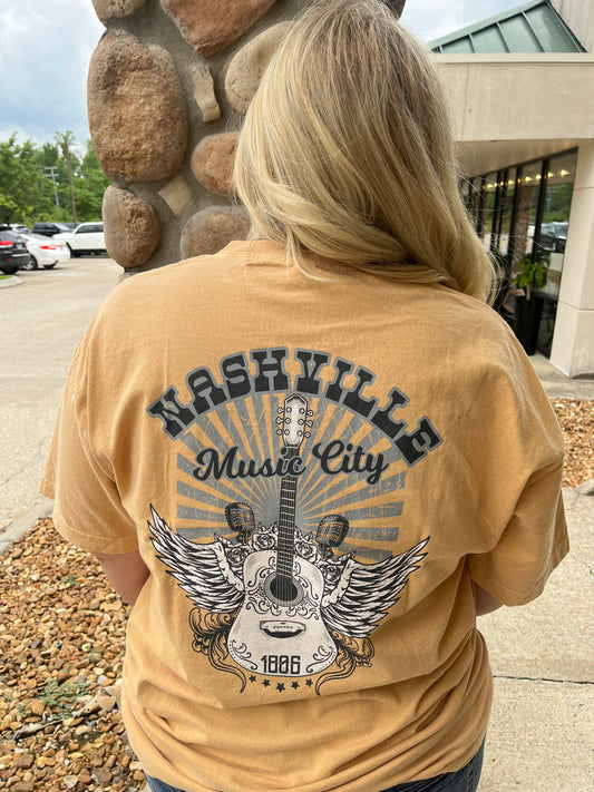 Nashville Music City Guitar Tee