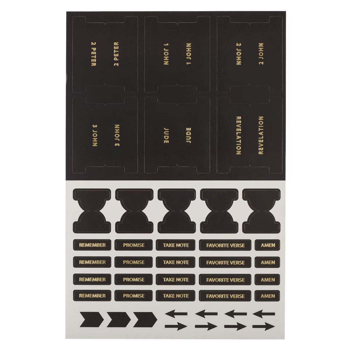 Black and Gold Peel-and-Stick Bible Indexing Tabs