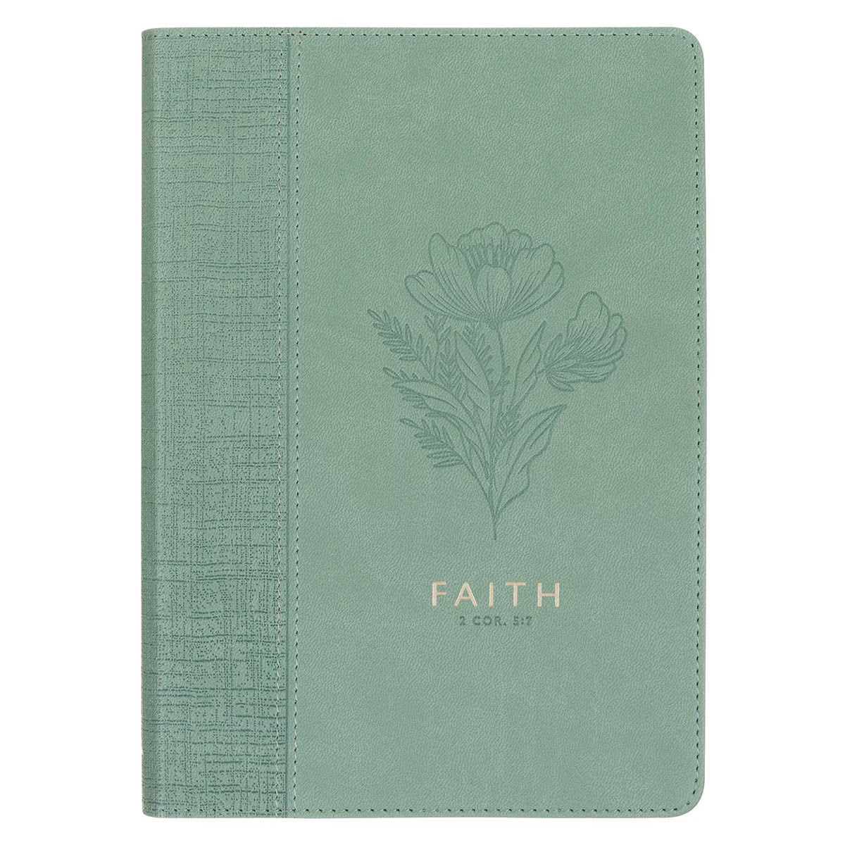 Faith Teal Floral Faux Leather Classic Journal - 2 Corinthians 5:7