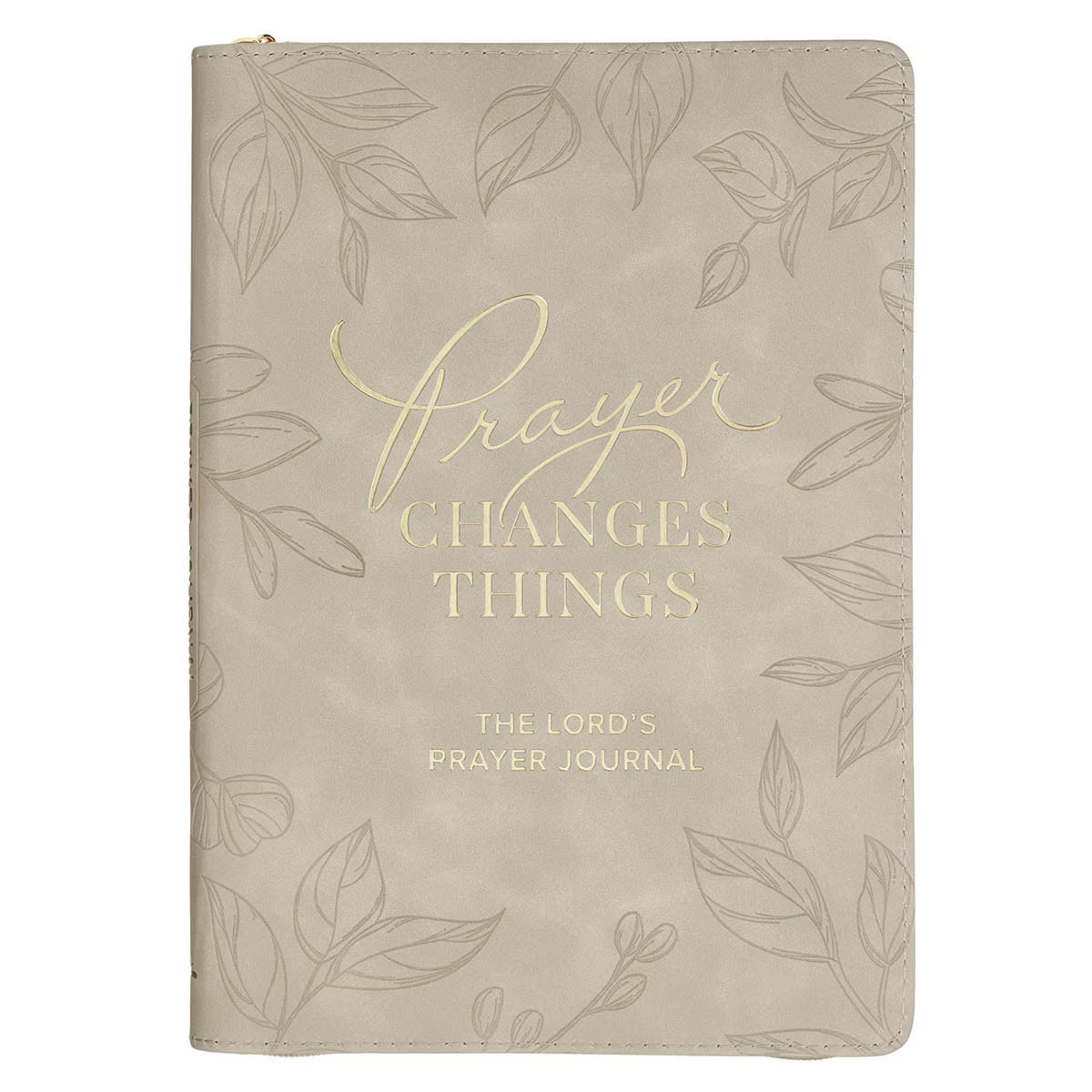 Prayer Changes Things Taupe Faux Leather Prompted Journal