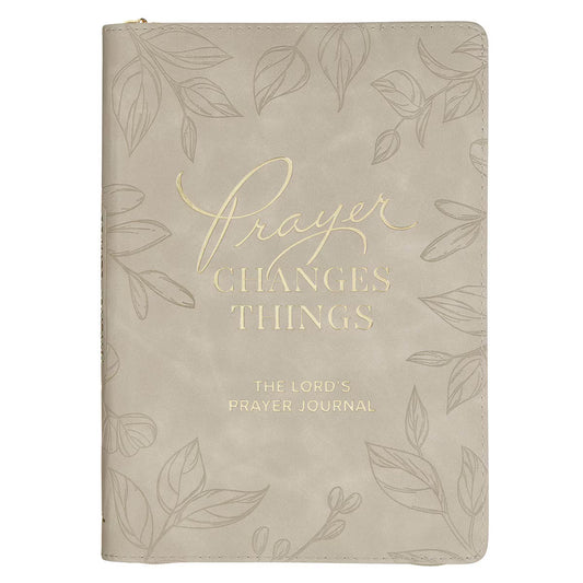 Prayer Changes Things Taupe Faux Leather Prompted Journal