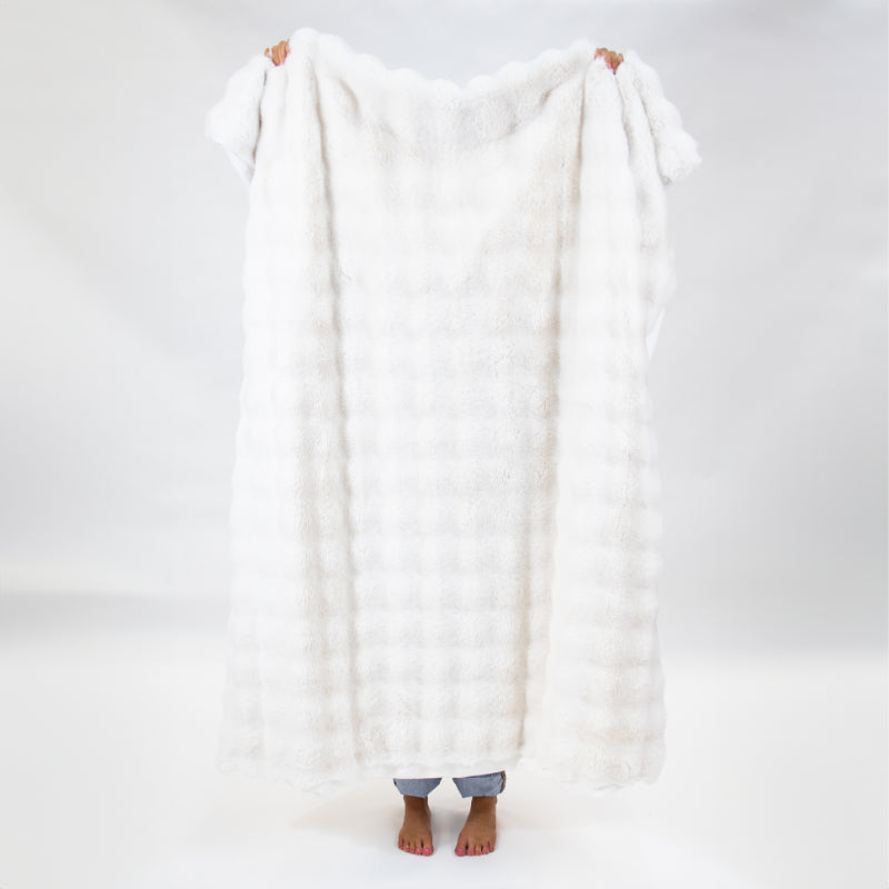 Cream Faux Fur Throw Blanket