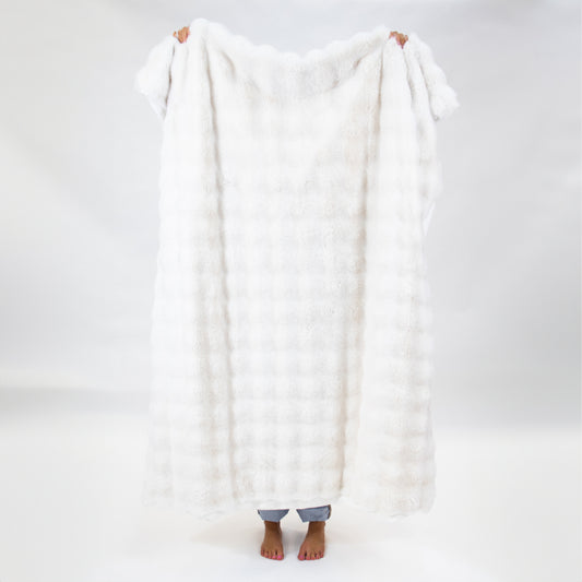 Cream Faux Fur Throw Blanket
