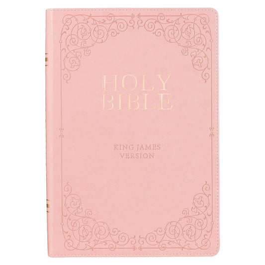 Pink Faux Leather Giant Print Full-size King James Version Bible with Thumb-index