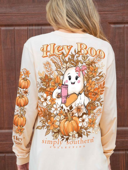 "Hey Boo" LS shirt With Cute Ghost