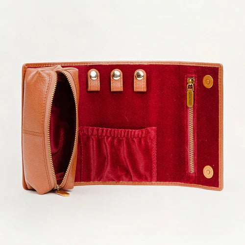 CANYON JEWELRY CASE - BROWN & WHITE COWHIDE