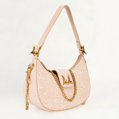 LW HOBO MEDIUM PURSE  - BEIGE FLORAL LEATHER