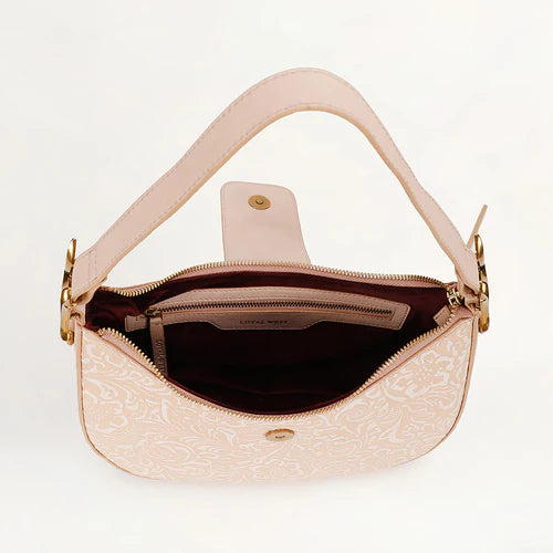 LW HOBO MEDIUM PURSE  - BEIGE FLORAL LEATHER