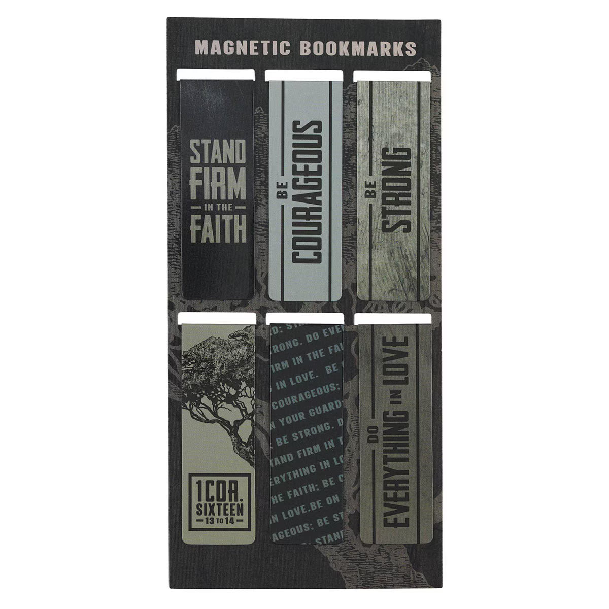 Stand Firm Neutral-tone Magnetic Bookmark Set - 1 Corinthians 16:13-14