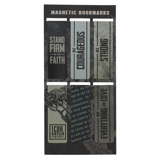 Stand Firm Neutral-tone Magnetic Bookmark Set - 1 Corinthians 16:13-14