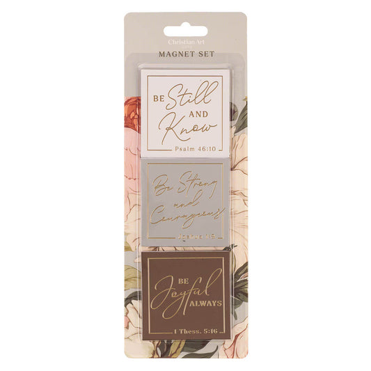 Be Strong and Courageous Delicate Dahlia Magnet Set - Joshua 1:9