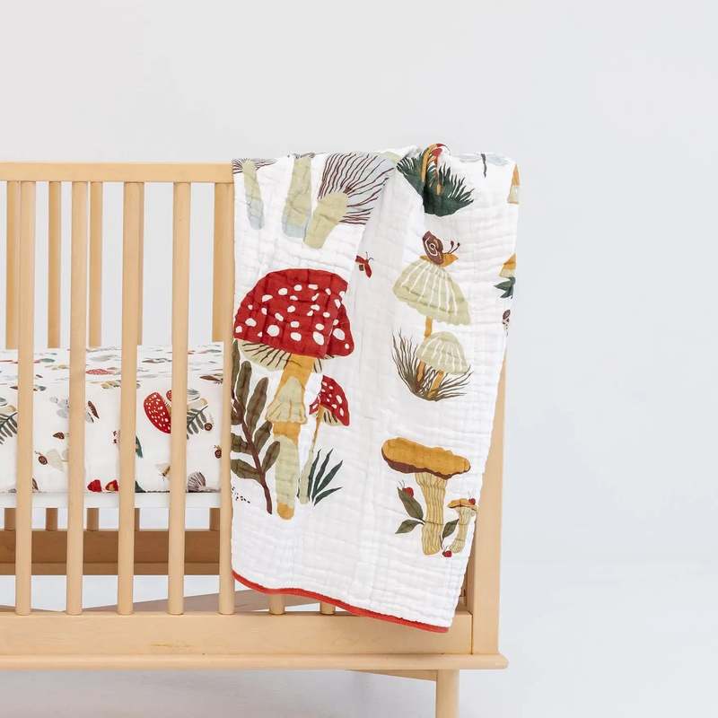 Clementine Kids Reversible Quilt Mushroom