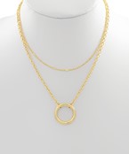 2 ROW CIRCLE RING PENDANT NECKLACE