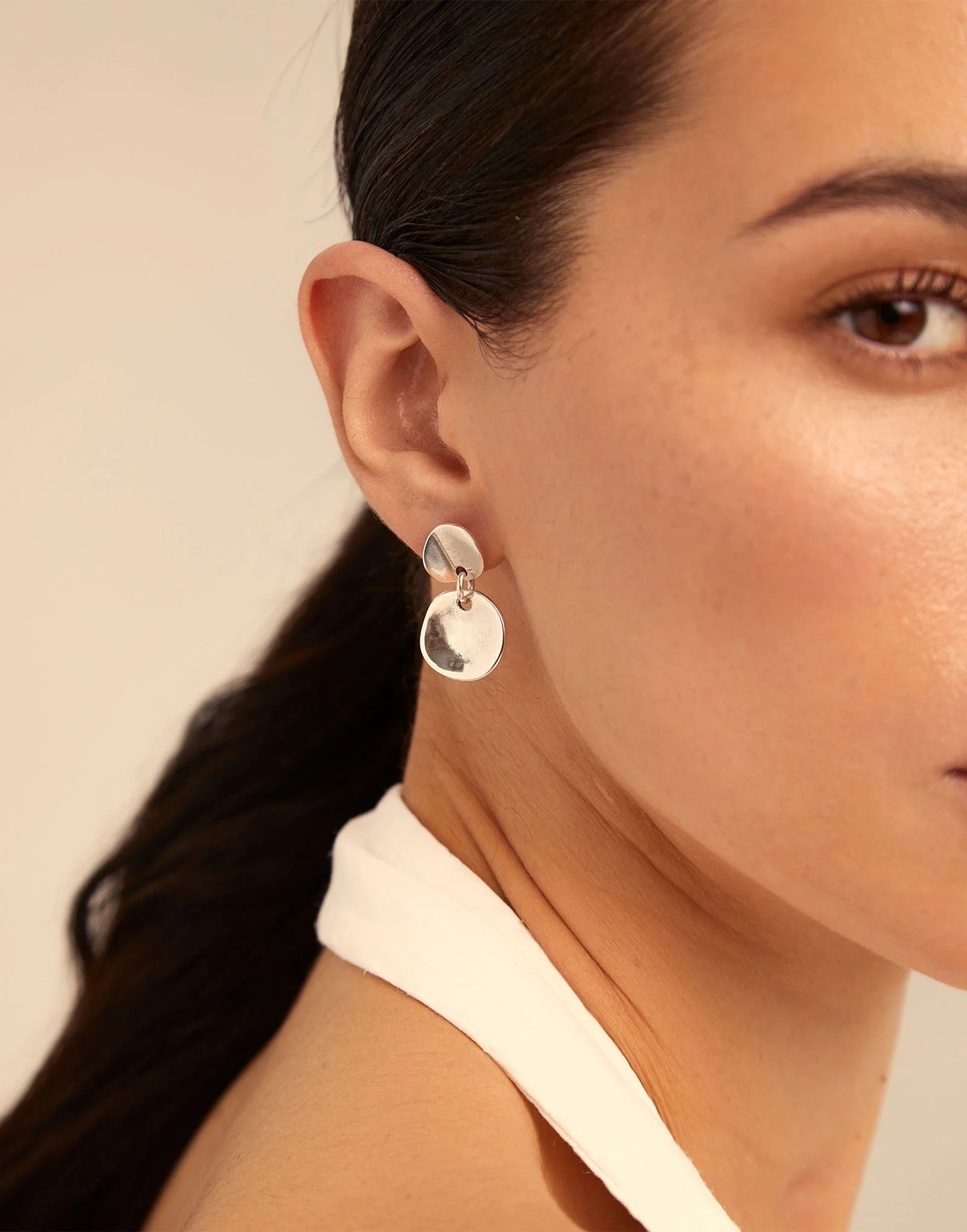 Classic Silver Circle Drop Earrings