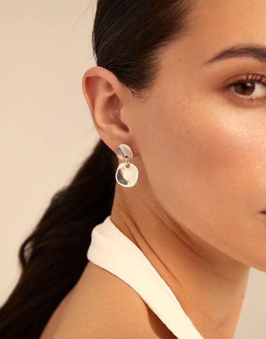 Classic Silver Circle Drop Earrings