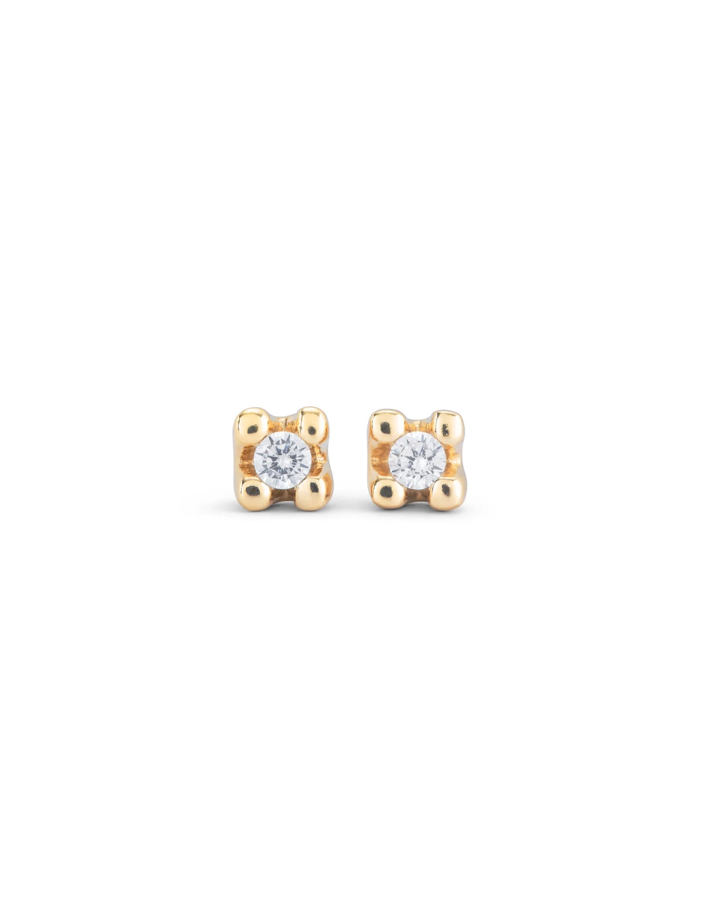 18k Gold-plated Stud Earrings with White Cubic Zirconia