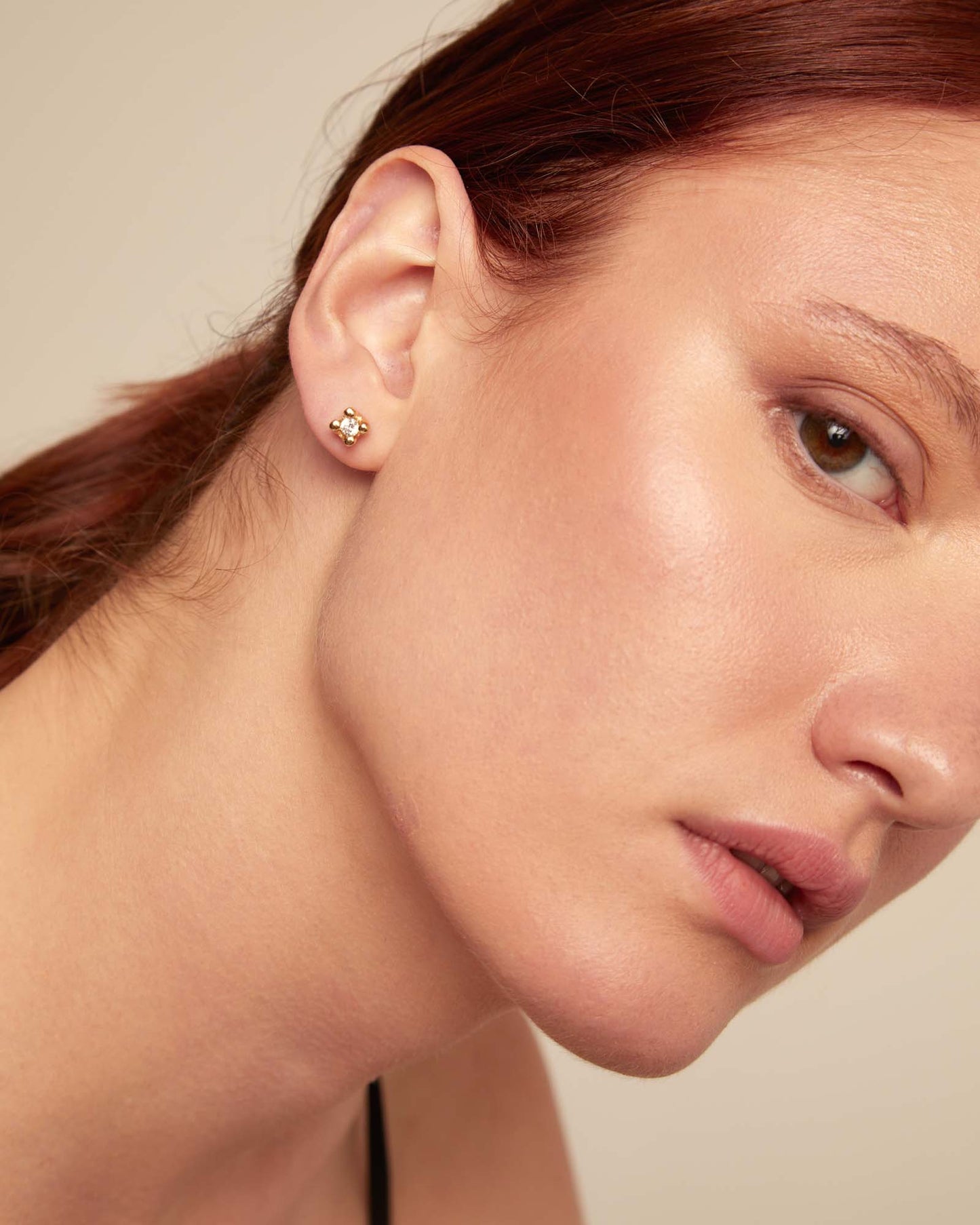 18k Gold-plated Stud Earrings with White Cubic Zirconia