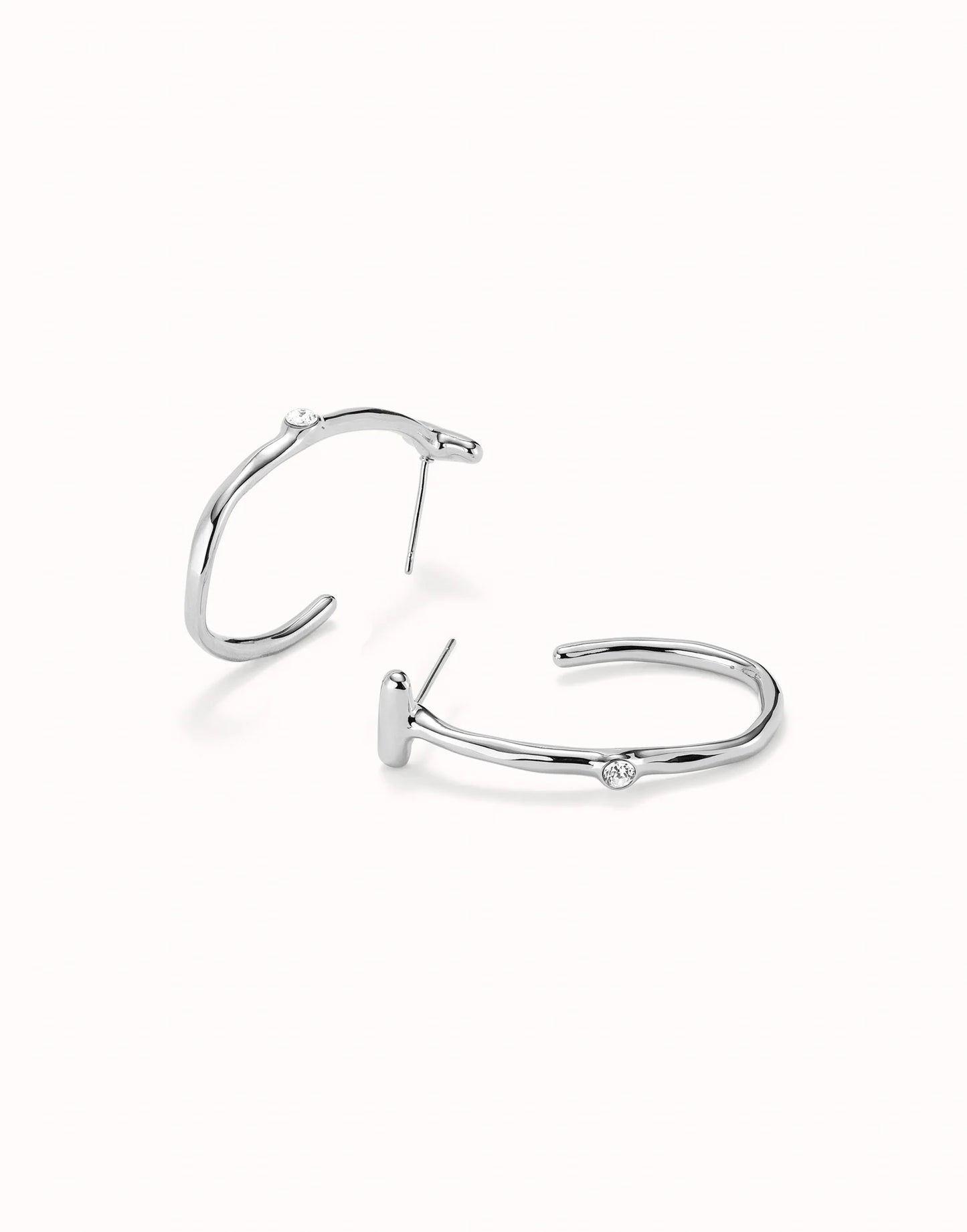 Sterling Silver-plated Hoop Earrings with White Topaz Gemstone
