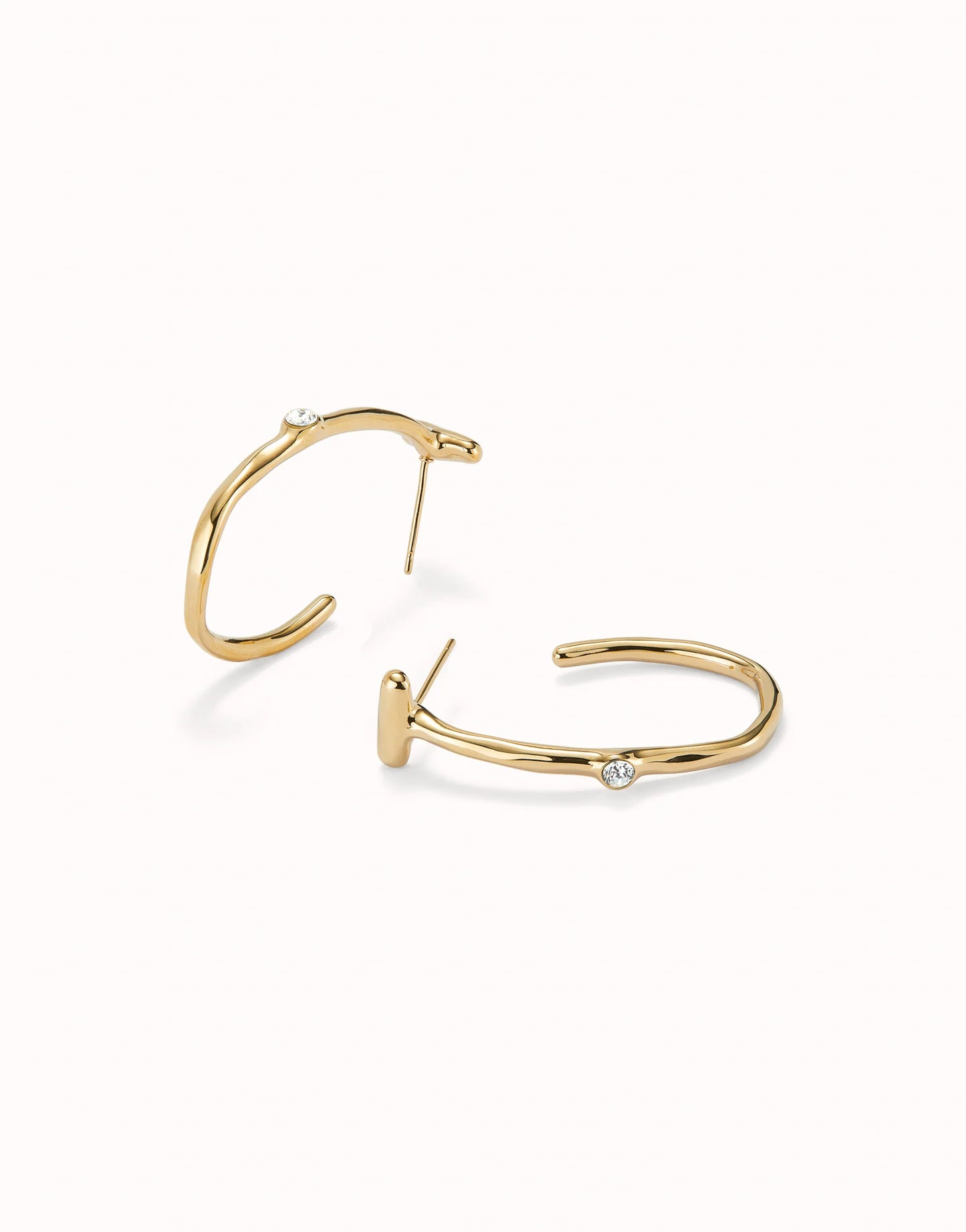 18K Gold-plated Hoop Earrings with White Topaz Gemstone