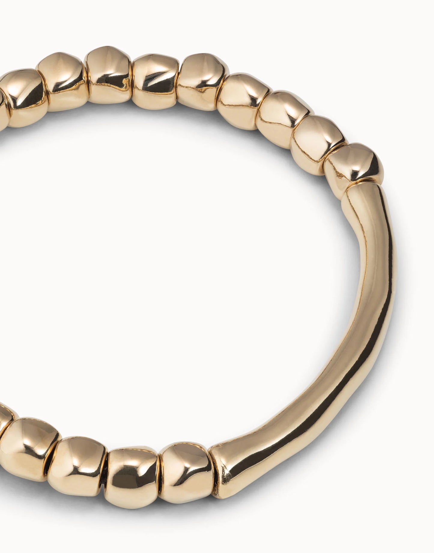 Gold Plated Beaded & Tubular Stretch Bracelet