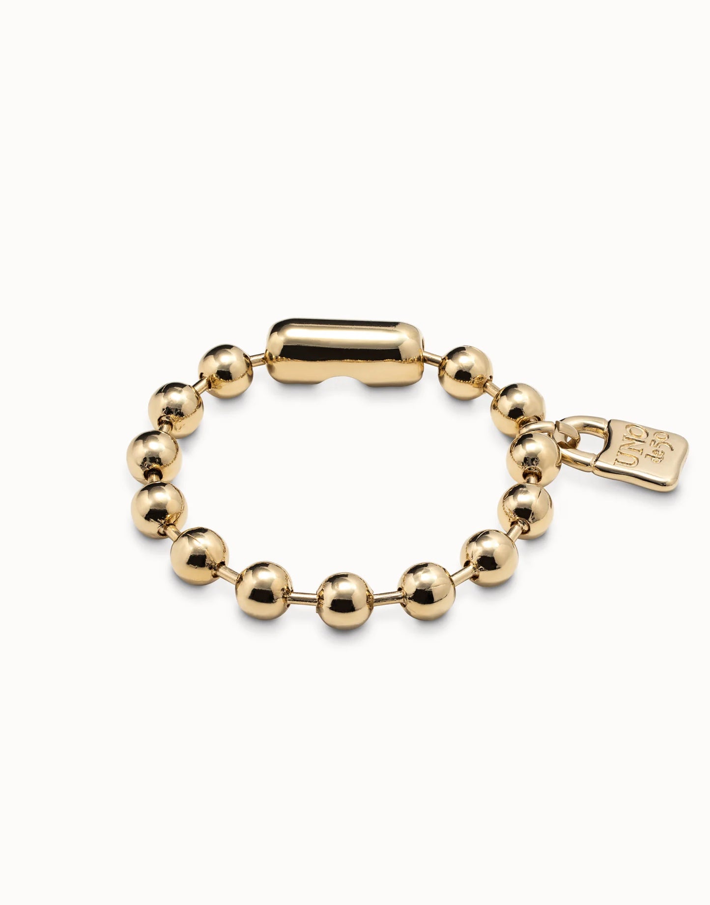 SNOWFLAKE 18k Gold-plated Beaded Bracelet with Padlock Charm