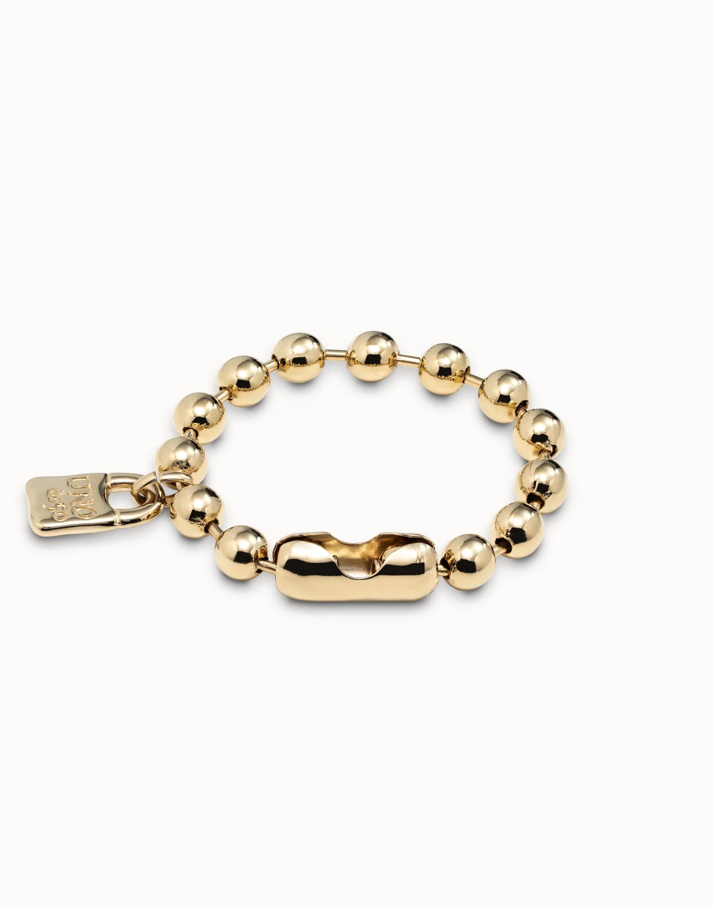 SNOWFLAKE 18k Gold-plated Beaded Bracelet with Padlock Charm