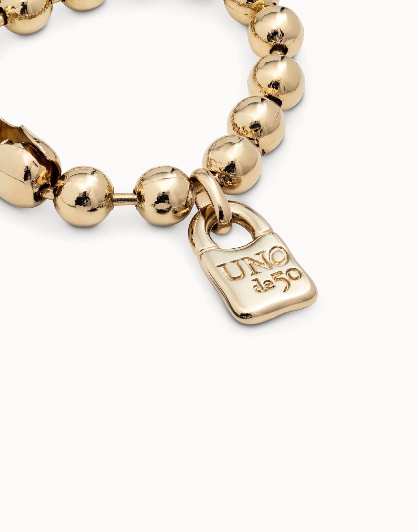 SNOWFLAKE 18k Gold-plated Beaded Bracelet with Padlock Charm