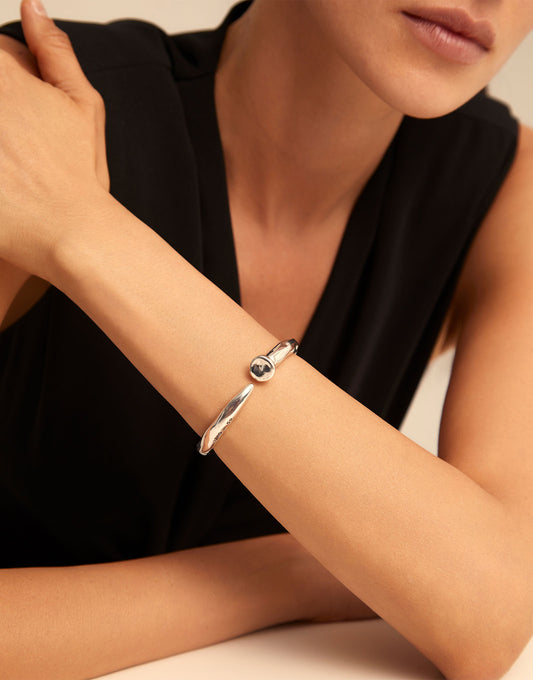Sterling Silver-plated Nail Shaped Bangle Bracelet