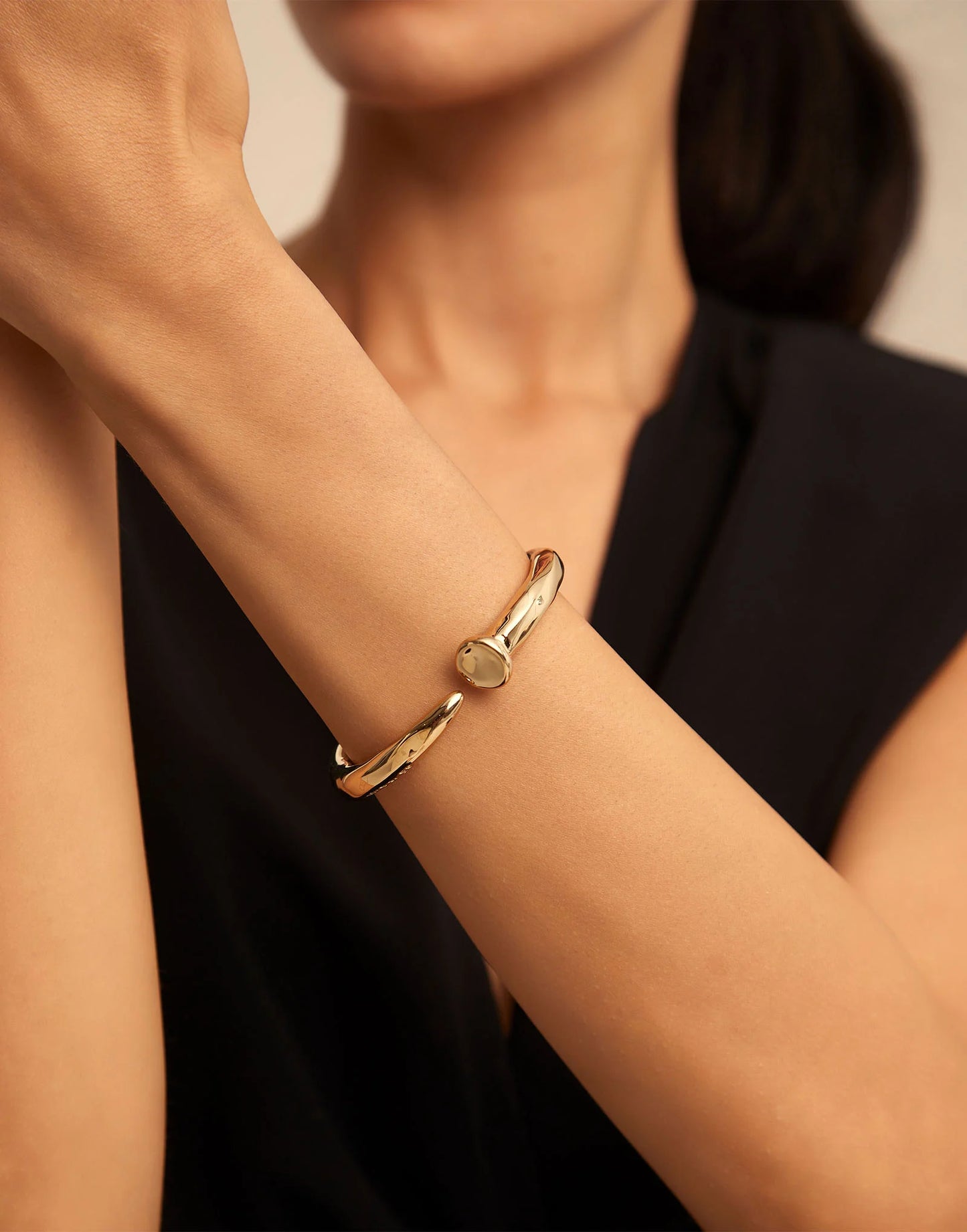 Gold Nail Shaped Bangle Bracelet