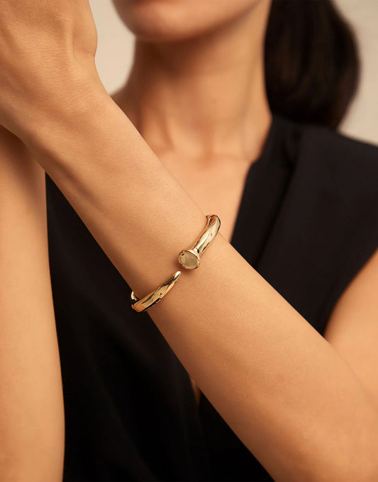 Gold Nail Shaped Bangle Bracelet