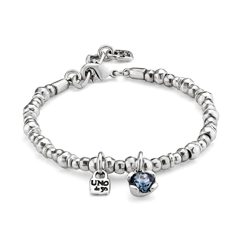 Attractive Beaded Stretch Bracelet with Blue Crystal