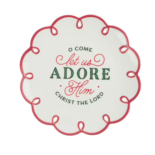 Let Us Adore Him Scalloped Edge Plate