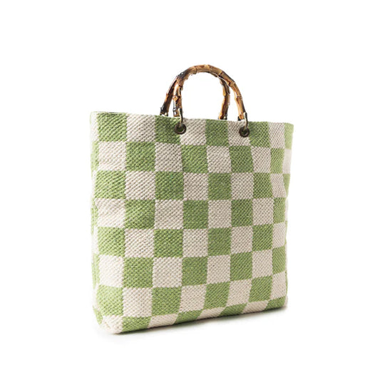 Classic Cottage Checker Tote Bag In Green