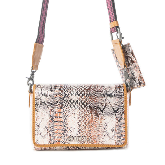 Elysian Charm Leather Shoulder Bag in Onyx Snake P