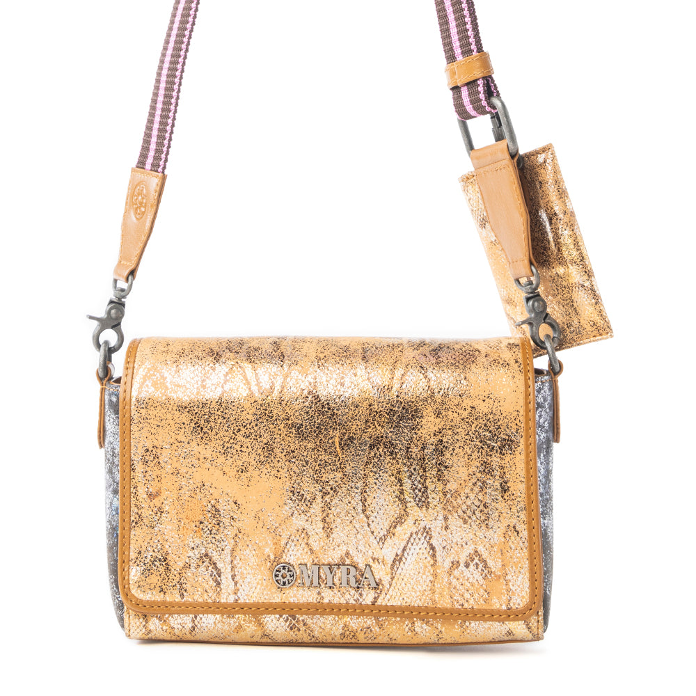 Serpentina Charm Leather Shoulder Bag in Amber Sna