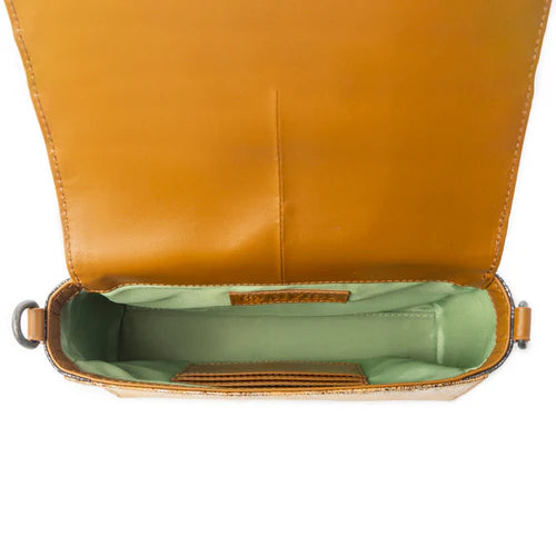 Serpentina Charm Leather Shoulder Bag in Amber Sna