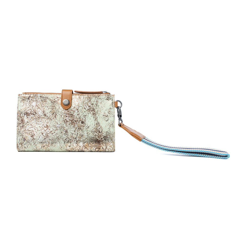 Aurora Sage Leather Wallet in Glimmer Snake Print