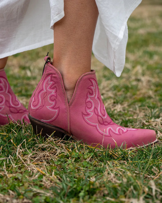 Maisie Stitched Leather Boots in Pink by Myra Bag