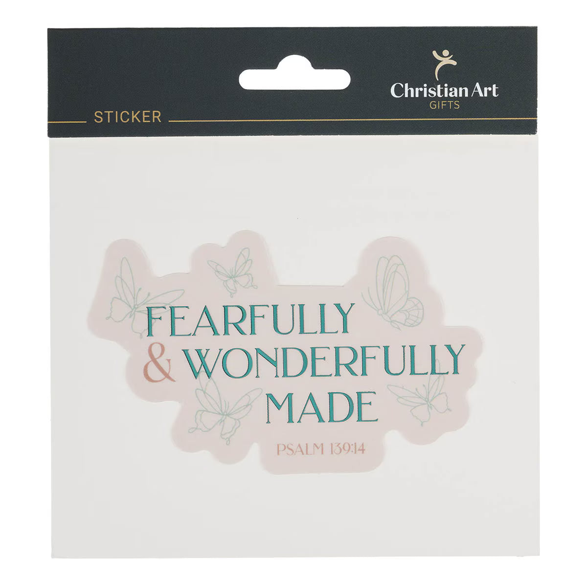 Fearfully and Wonderfully Made Blush Butterfly Vinyl Sticker - Psalm 139:14