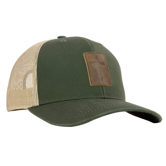 Kerusso Cap - Leather Cross Olive